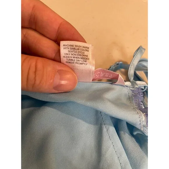 Vtg Y2K Victorias Secret Satin Lace Mini Slip Dress Size S Coquette Fairy Dainty - Picture 12 of 13